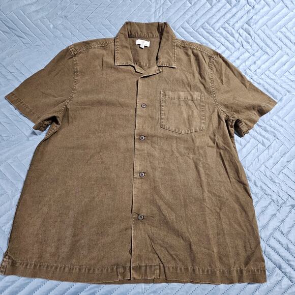 AG Adriano Goldschmied Brown Utilitarian Women's Linen Blend Shirt NWOT Size M - Picture 1 of 7